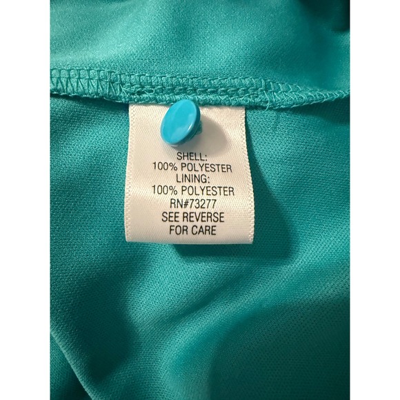 Dana Buchman Women's XL Teal Blue Geometric Print Sleeveless Ruffle Dress Lined - Picture 13 of 14